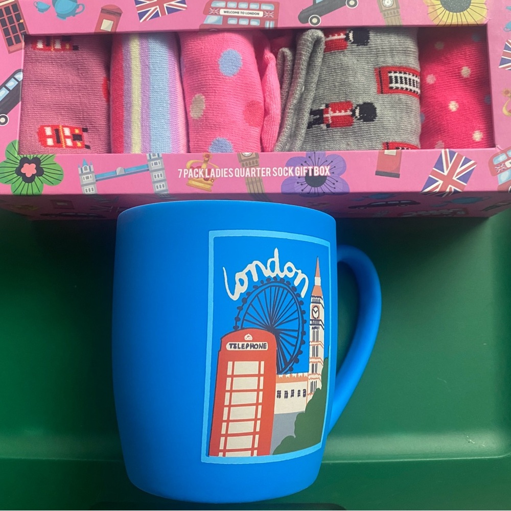 Blue London Mug and Sock Gift Set